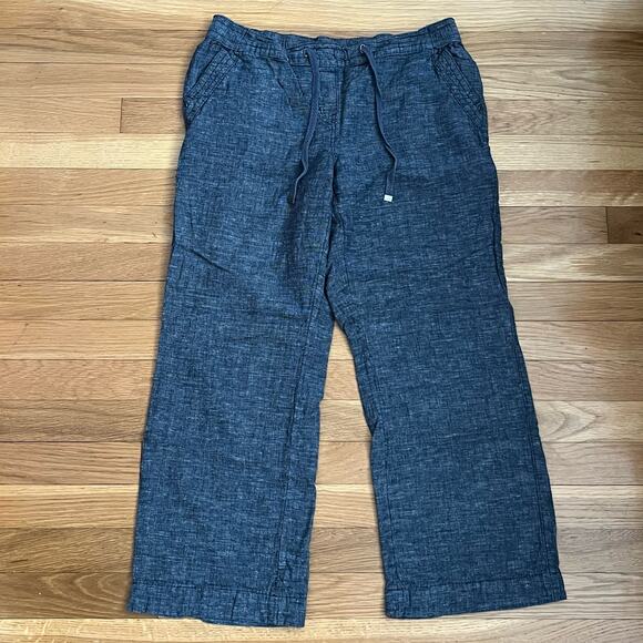 George Linen Blend Cropped Drawstring Pants - Size 12 (UK) - Picture 1 of 8